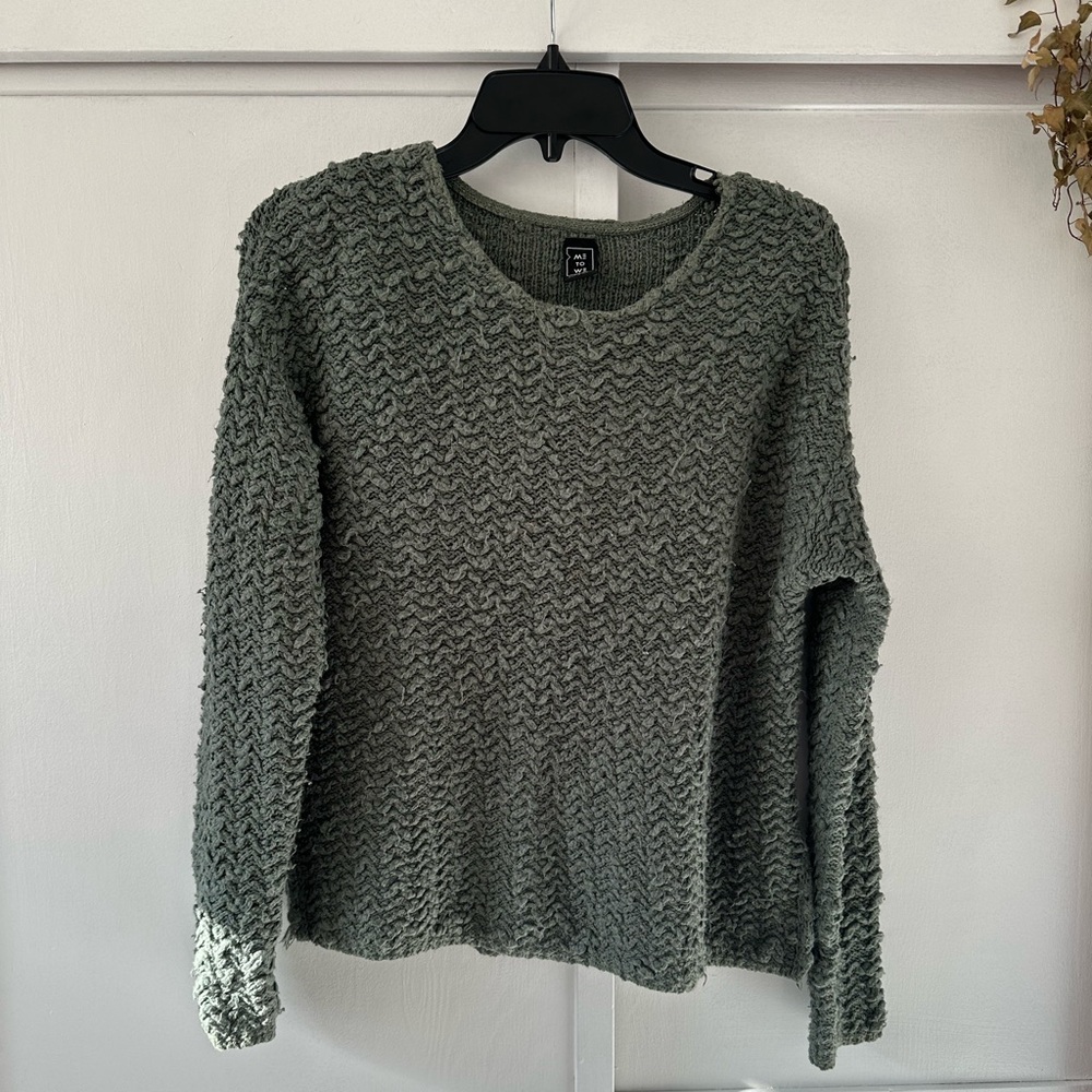 Distressed Knit Green Sweater